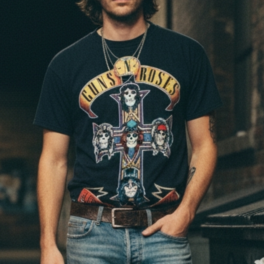 Hanes Guns N' Roses 90s Appetite For Destruction T-Shirt Size M Grunge Festival